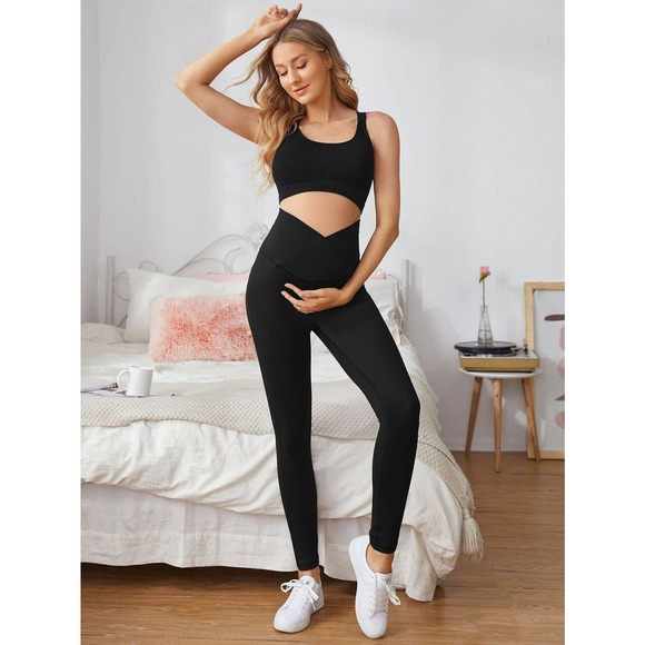 Maternity Solid Surplice Leggings black - Picture 5 of 5